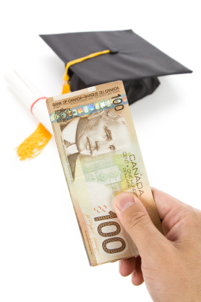 Black Mortarboard and canadian dollar