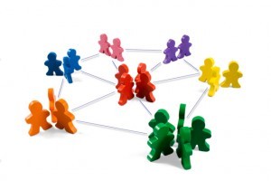 Image of colourful figures networking.